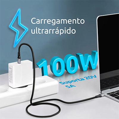 Cabo USB-C 3.2 Gen2 macho x macho 10Gbps 100W Comtac 20129478 com 1 m