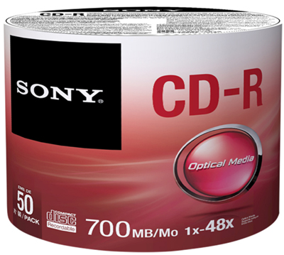 Tubo com 50 mdias CD-R Sony 50CDQ80SB 700MB 48X