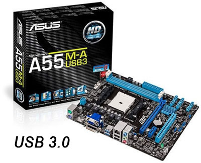 Placa me Asus A55M-A/USB3 p/ AMD FM2 VGA HDMI DVI