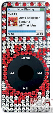 S-Adesivo com strass p/ iPod Nano 1 ger vermelho 3482