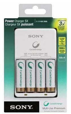 Carregador Sony Power Charger SX AA/AAA c/ 4 pilhas AA 