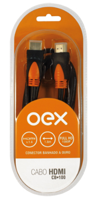 Cabo HDMI macho x macho verso 1.4 OEX CB100 ouro 1,8m