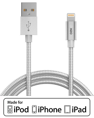 Cabo Lightning em nylon certificado OEX CB910 Soft 1m
