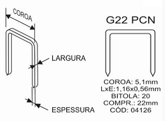 Grampos em Barretes Chiaperini PCN G22 (5 caixas)
