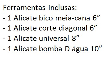 Jogo 4 Alicates Universal Bico Corte e Bomba Chiaperini