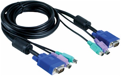Cabo triplo p/ KVM, D-Link DKVM-CB5 D-SUB e PS/2, 4,3 m