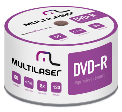 50 mdias avulsas DVD-R Multilaser DV052 4.7GB 8X