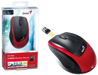 Mouse s/ fio Genius DX-7020 2.4GHz 1200dpi Vermelho USB