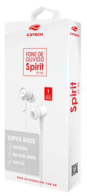 Fone de ouvido C3Tech Spirit EP-05 P2 cabo flat