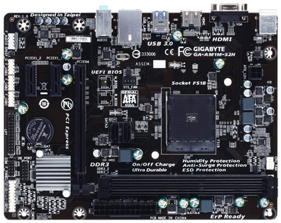 Placa me Gigabyte GA-AM1M-S2H p/ AMD FS1b AM1 VGA HDMI