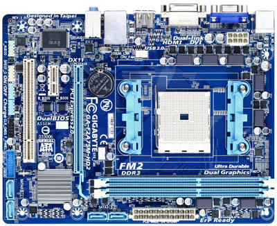 Placa me Gigabyte GA-F2A75M-HD2 p/ AMD FM2, VGA DVI