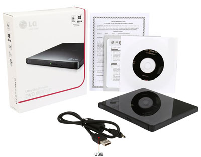 Gravador DVD slim externo LG GP65NB60 8X/24X preto