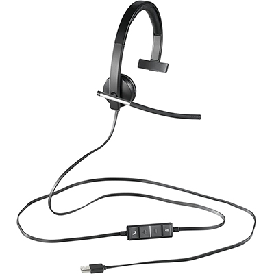 Headset mono Logitech H650e USB p/ Cisco Zoom Skype