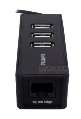 HUB USB 2.0 3 portas c/ rede Ethernet RJ-45 Comtac 9287