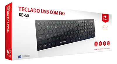 Teclado slim com fio C3Tech KB-55 ABNT2 105 teclas, USB