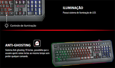 Teclado gamer C3Tech KG-50BK 19 teclas antighosting USB