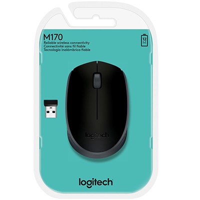 Mouse sem fio Logitech M170 preto 1000 dpi 2.4GHz