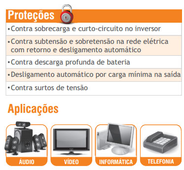 Nobreak 600VA (300W) NHS Mini III Bivolt/120V altervel