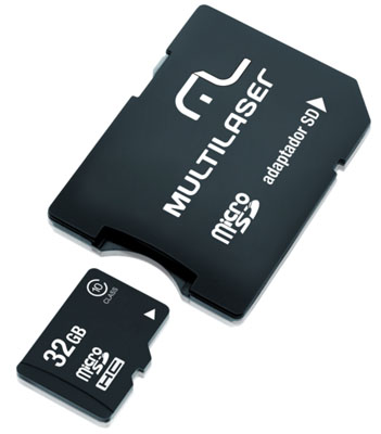 Carto 32GB MicroSDHC c/ adp. Multilaser MC111 classe10