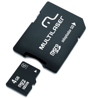 Carto 4GB MicroSDHC c/ adapt. Multilaser MC456 classe4