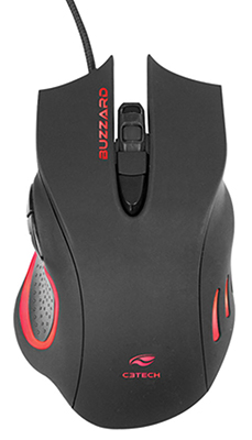 Mouse ptico Gamer C3Tech Buzzard LED 3200dpi fio nylon