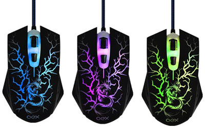 Mouse gamer OEX MS-300 Action 6 botes 2000 DPI USB
