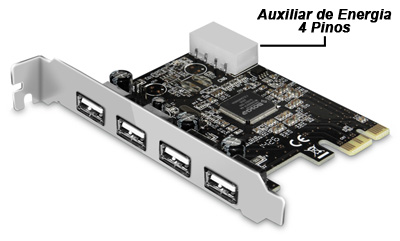 Placa PCI-e c/ 4 portas USB 2.0 Comtac 9295 Alto perfil