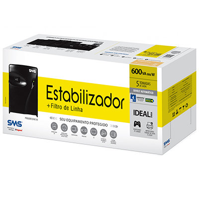 Estabiliz.SMS Progressive III Laser 600VA bivolt/115V