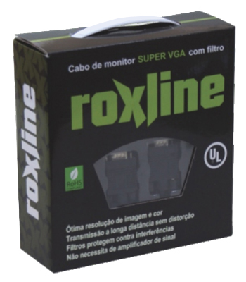 Cabo monitor SVGA Roxline HD15 macho c/ 20 m c/ filtro