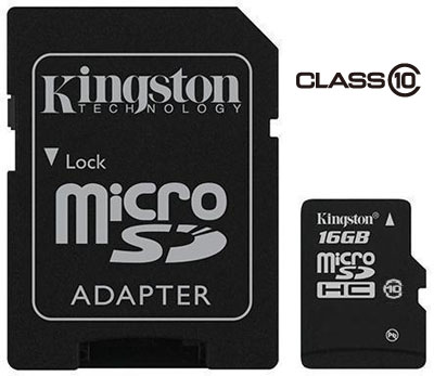 MemoryCard microSD 16GB Kingston classe 10 SDC10/16GB
