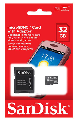 Micro SDHC 32GB Sandisk SDSDQM-032G-B35A Classe 4 adapt