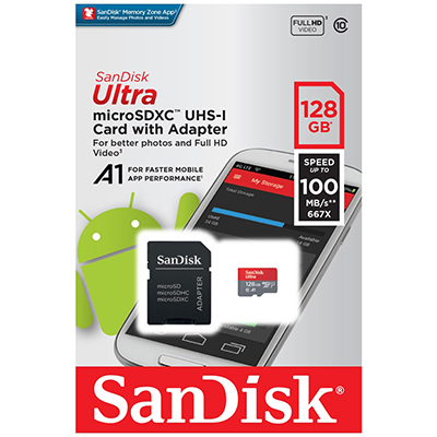 Carto de memria SDXC 128GB Sandisk 100MB/s 667X