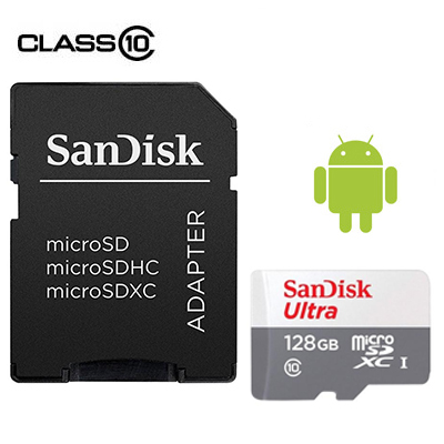 Memory Card 128GB SanDisk Ultra microSDXC UHS-I 100MBps C/ Adaptador