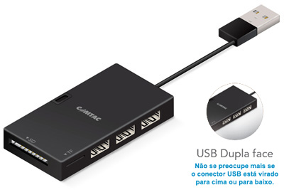 HUB USB 3 portas c/ leitor de cartes Comtac 9264