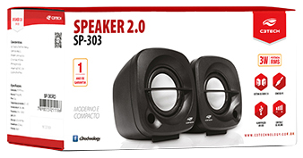Speaker 2.0 C3Tech SP-303BK 3W RMS P2+ USB