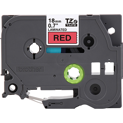 Fita Brother TZE-441 18mm 8m preto sobre vermelho lamin