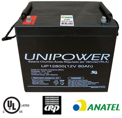 Bateria chumbo-acido Unipower UP12800-P 12V 80Ah M6 V0