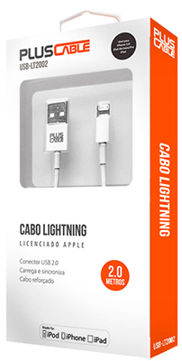 Cabo Lightning licenciado PlusCable USB2, 1m