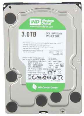 HD SATA-3, 3TB Western Digital WD30EZRX 64 MB cache