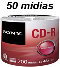 Tubo com 50 mdias CD-R Sony 50CDQ80SB 700MB 48X#100