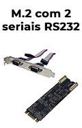 Placa M.2 com 2 seriais RS232 DB-9 macho duplo perfil