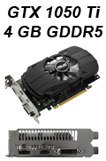 Placa vdeo PCIe Asus Geforce GTX1050Ti 4GB DP HDMI DVI