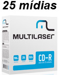 25 Mdias em envelopes CD-R Multilaser CD029 52X 700MB