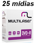 25 mdias em envelopes DVD-R Multilaser DV042 4.7GB 16X