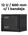 Mini Rack GPRacks 12U com 600X600mm preto com 1 bandeja 