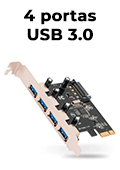 Placa control. PCI-e KNUP KP-T102 c/ 4 portas USB 3.0 