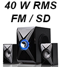 Sistema de som 2.1 C3Tech SP-260 40W RMS FM SDcard USB
