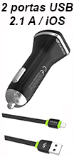 Carregador veicular USB Lightning C3Tech UCV-L240 2,4A 
