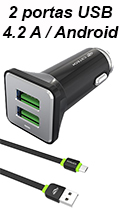 Carregador veicular USB micro-USB C3Tech UCV-M420 4,2A 