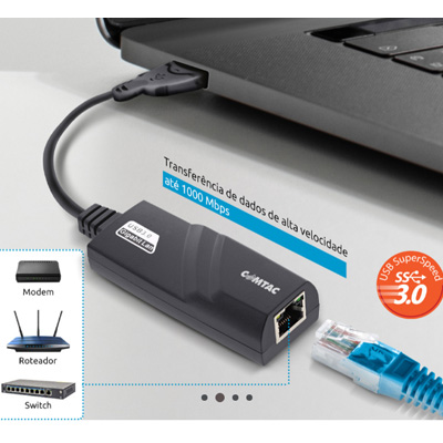 Conversor USB 3.0 p/ Ethernet RJ45 Comtac 9392